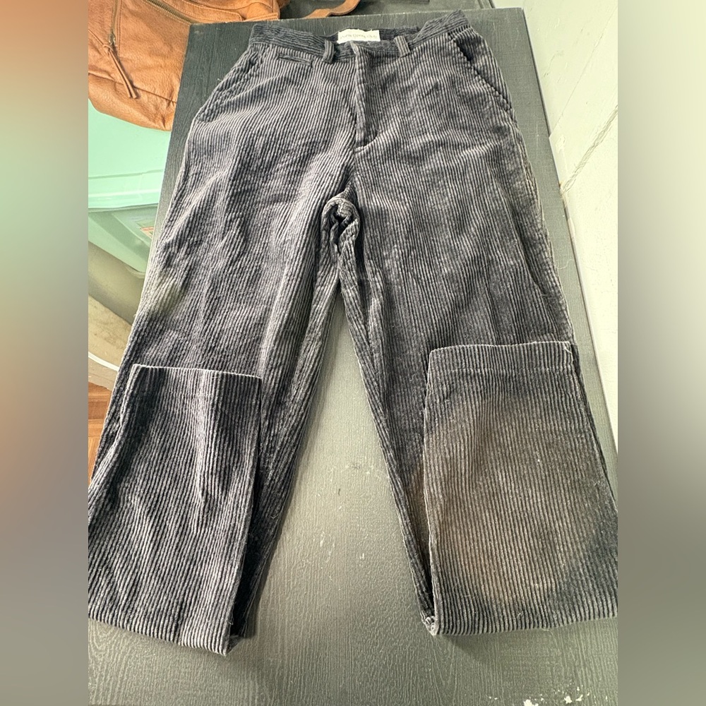 Y2K Paris Sports Club Black Corduroy Wide Leg Pants Size 8